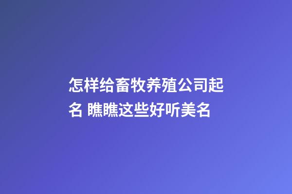 怎样给畜牧养殖公司起名 瞧瞧这些好听美名